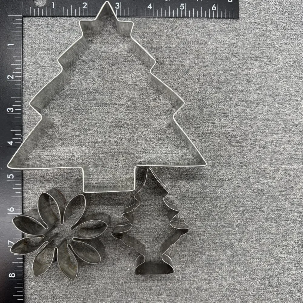 Vintage Christmas Holiday Cookie Cutter Lot Metal Stainless Tin Various Shapes